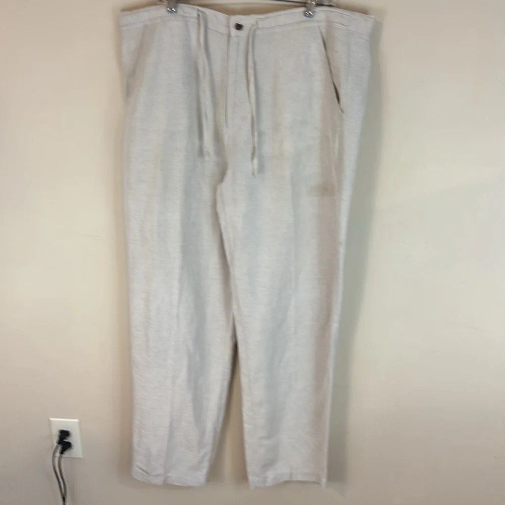 Cubavera Light Tan Linen Blend Pants Size Large (36-38)
